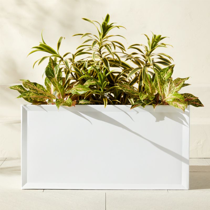 Varo Rectangular White Metal Indoor/Outdoor Planter 32"x16.25" - image 0 of 5