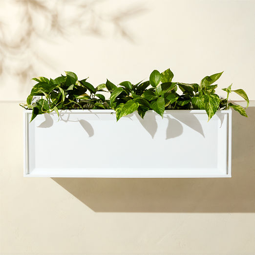 Varo Rectangular White Metal Indoor/Outdoor Railing Planter