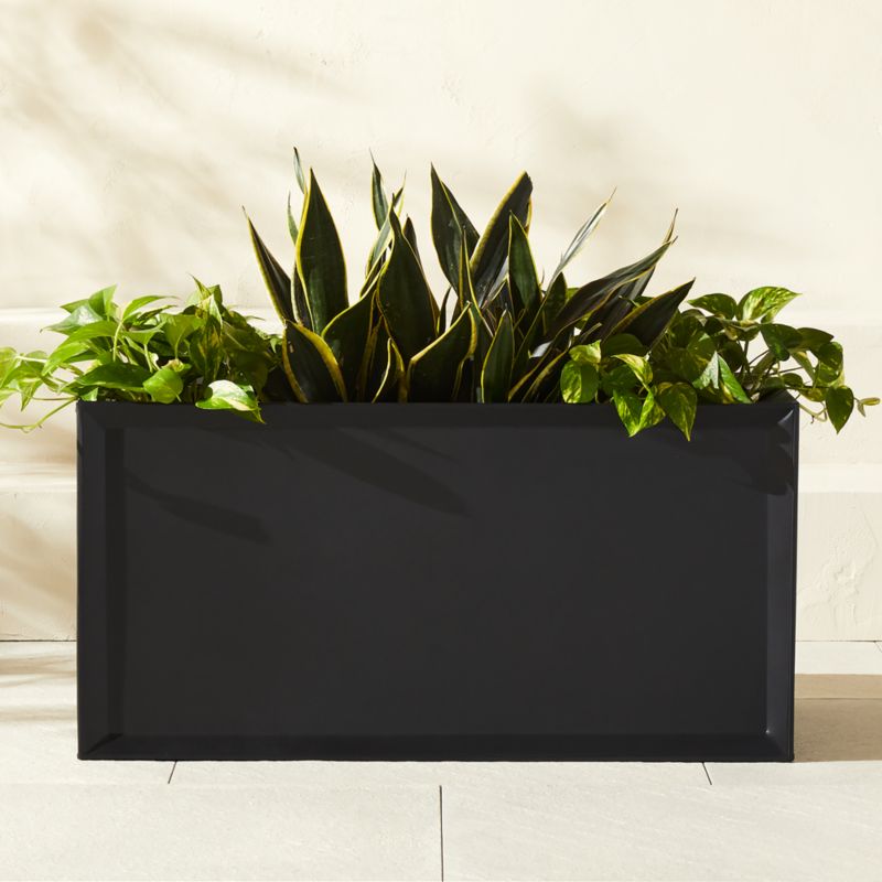 Varo Rectangular Black Metal Indoor/Outdoor Planter 32"x16.25" - image 0 of 5