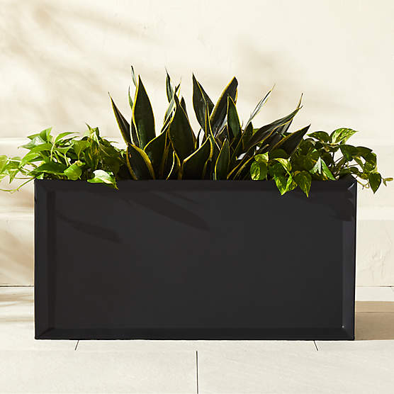 Varo Rectangular Black Metal Indoor/Outdoor Planter 32"x16.25"