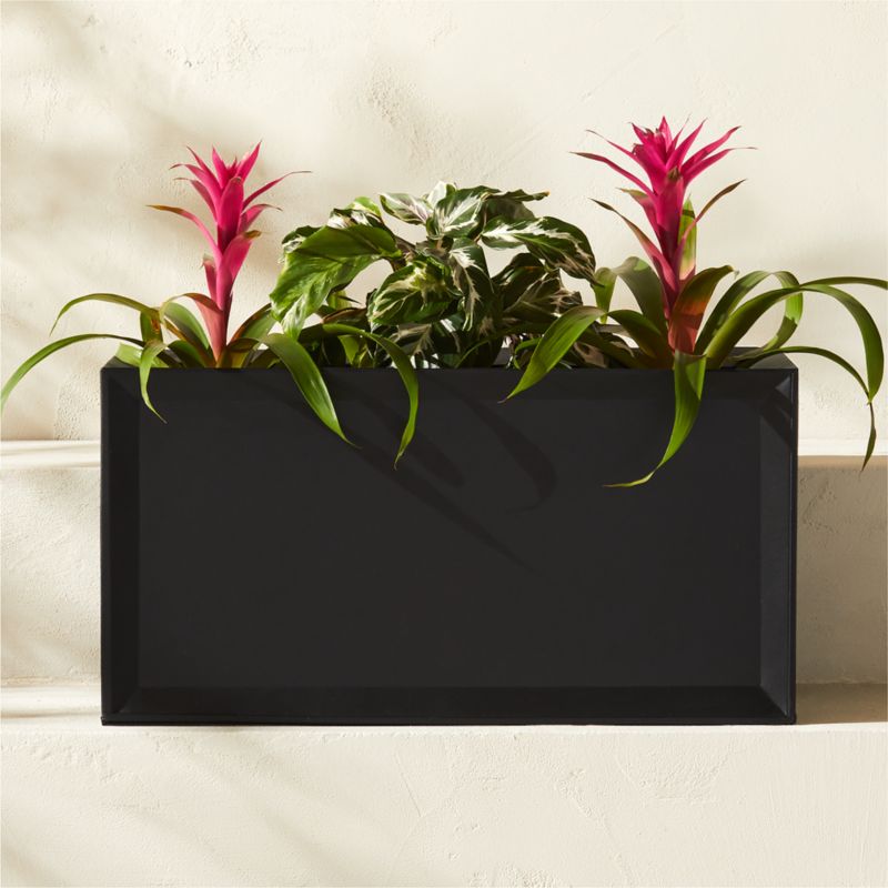 Varo Rectangular Black Metal Indoor/Outdoor Planter 24.25"x12.5" - image 0 of 5