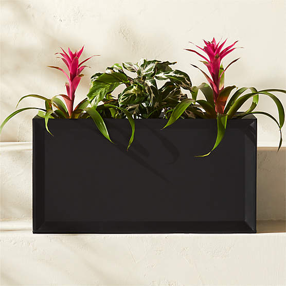 Varo Rectangular Black Metal Indoor/Outdoor Planter 24.25"x12.5"