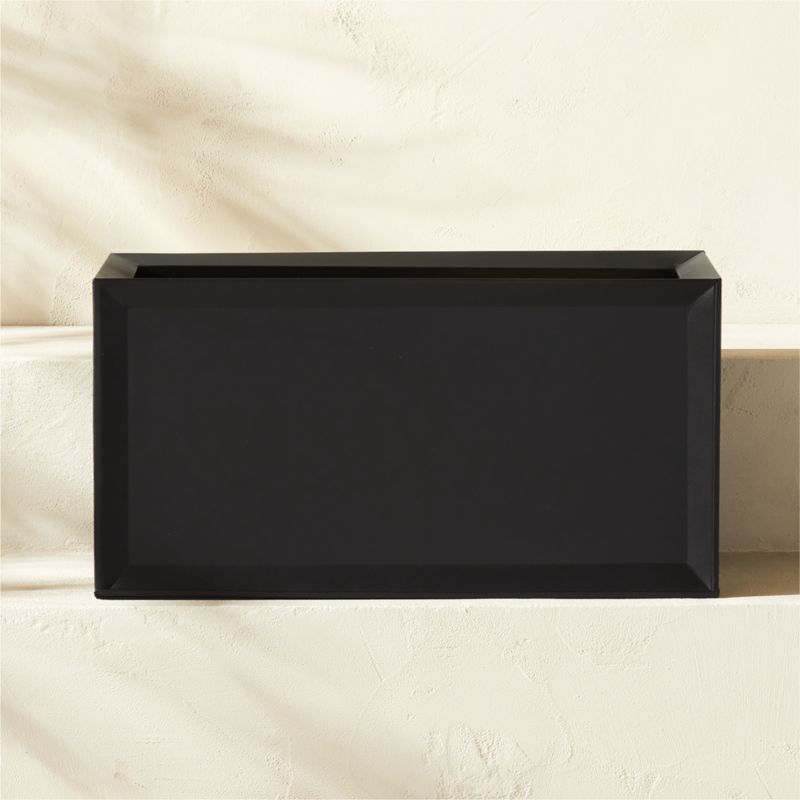 Varo Rectangular Black Metal Indoor/Outdoor Planter 24.25"x12.5" - image 3 of 5