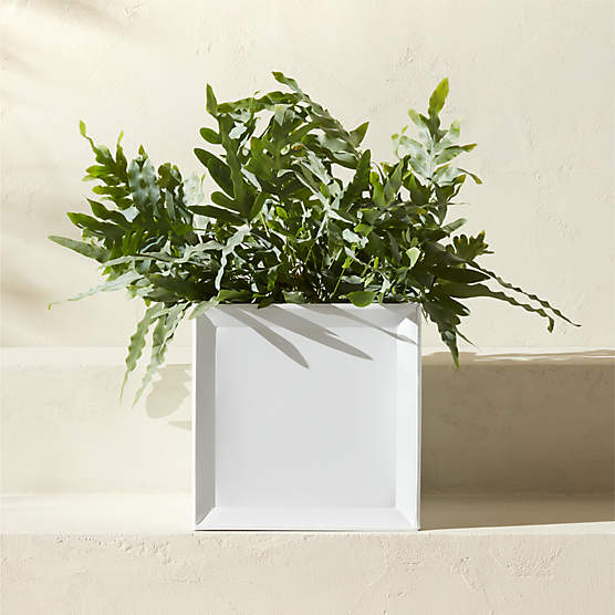 Varo Square White Metal Indoor/Outdoor Planter 12.5"x12.5"