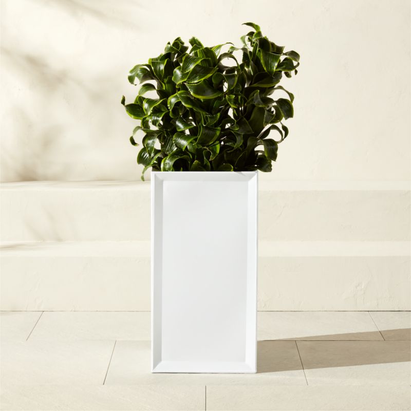 Varo Square White Metal Indoor/Outdoor Planter 12.5"x24" - image 0 of 5