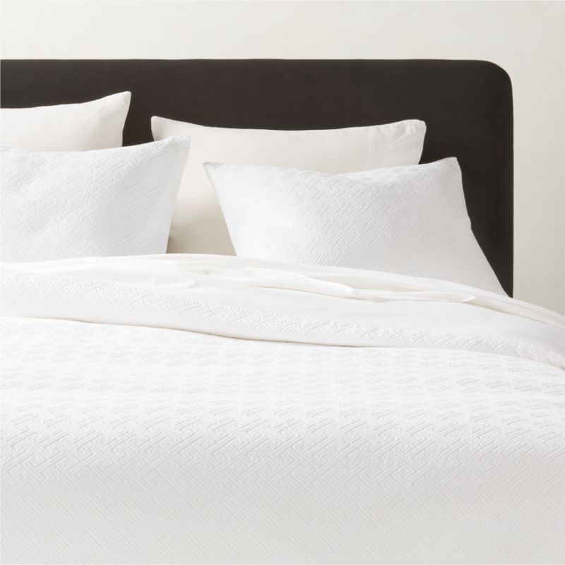 View Varra Organic Cotton Jacquard White Full/Queen Duvet Cover details