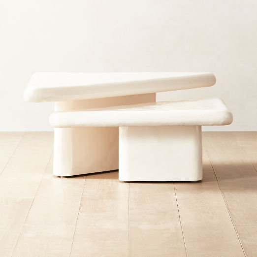 Vayle High-Gloss White Concrete Coffee Tables