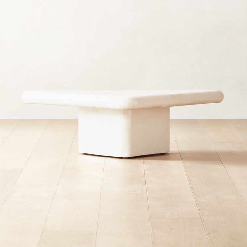 Vayle High-Gloss White Concrete Coffee Table Short - image 0 of 13