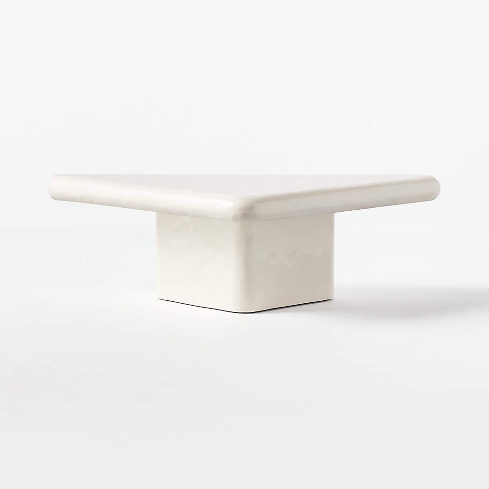 Alastor Oval High-Gloss White Concrete Coffee Table