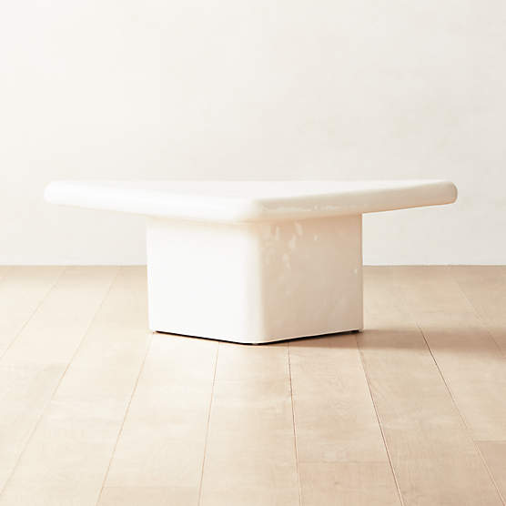 Vayle High-Gloss White Concrete Coffee Table Tall