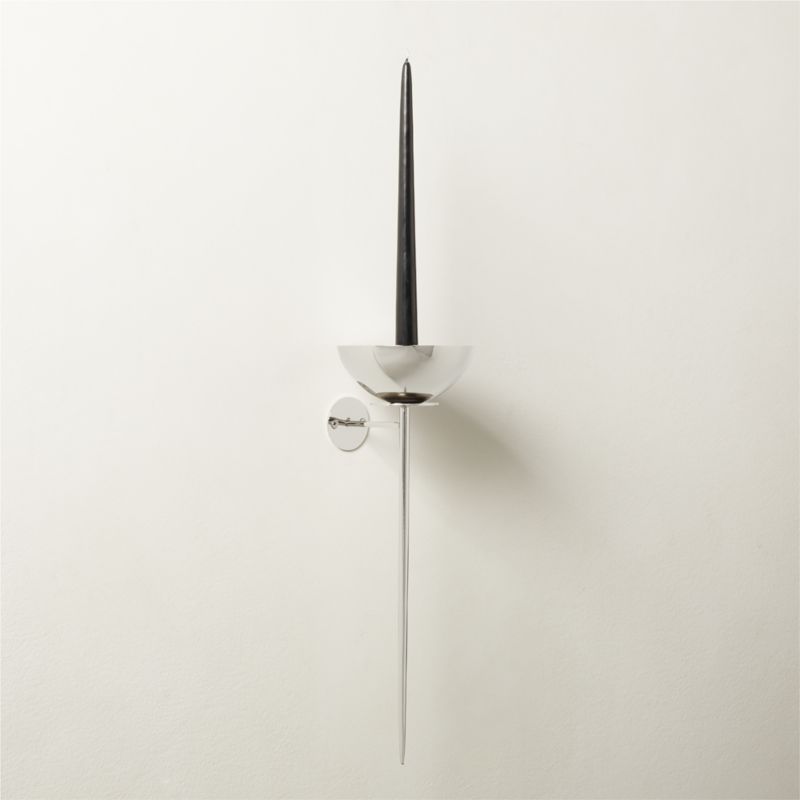 View Vela Stainless Steel Wall Sconce Taper Candle Holder details