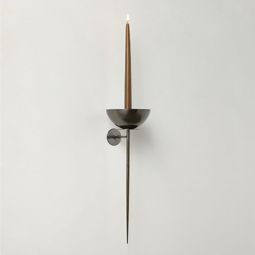 Vela Blackened Brass Wall Sconce Taper Candle Holder