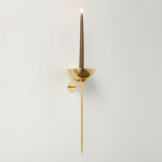 Vela Unlaquered Brass Wall Sconce Taper Candle Holder