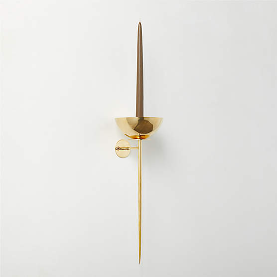 Vela Unlaquered Brass Wall Sconce Taper Candle Holder