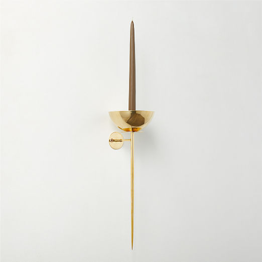 Vela Unlaquered Brass Wall Sconce Taper Candle Holder