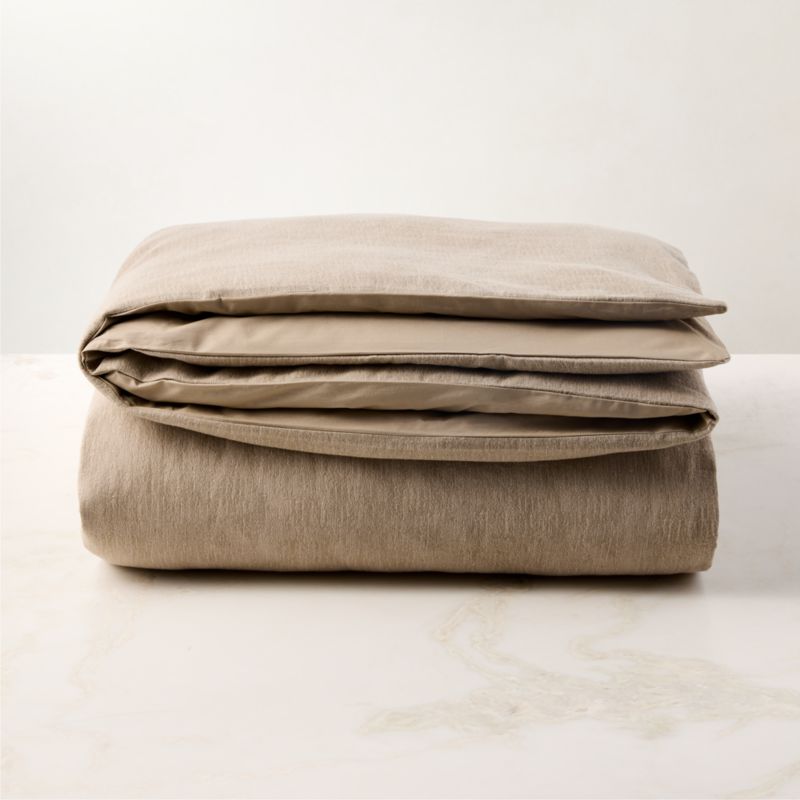 Velar Dark Taupe Organic Cotton Jacquard Duvet Cover - image 3 of 4