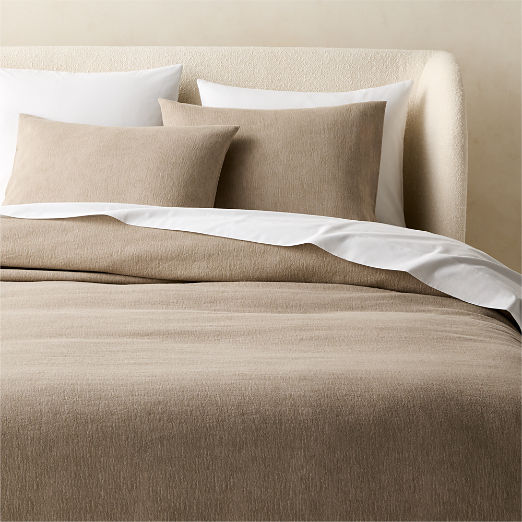 Velar Dark Taupe Organic Cotton Jacquard Duvet Cover
