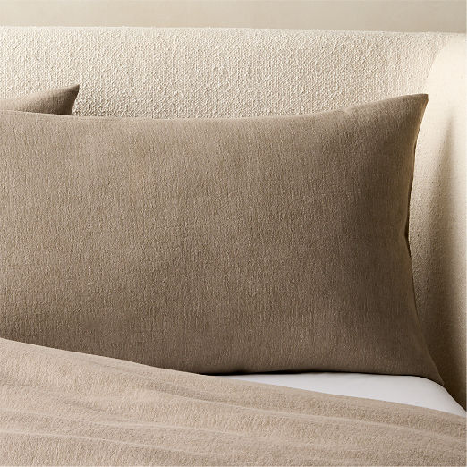 Velar Dark Taupe Organic Cotton Jacquard Pillow Shams Set of 2