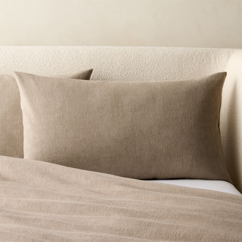 Viewing product image Velar Dark Taupe Organic Cotton Jacquard King Pillow Shams Set of 2 - image 1 of 6