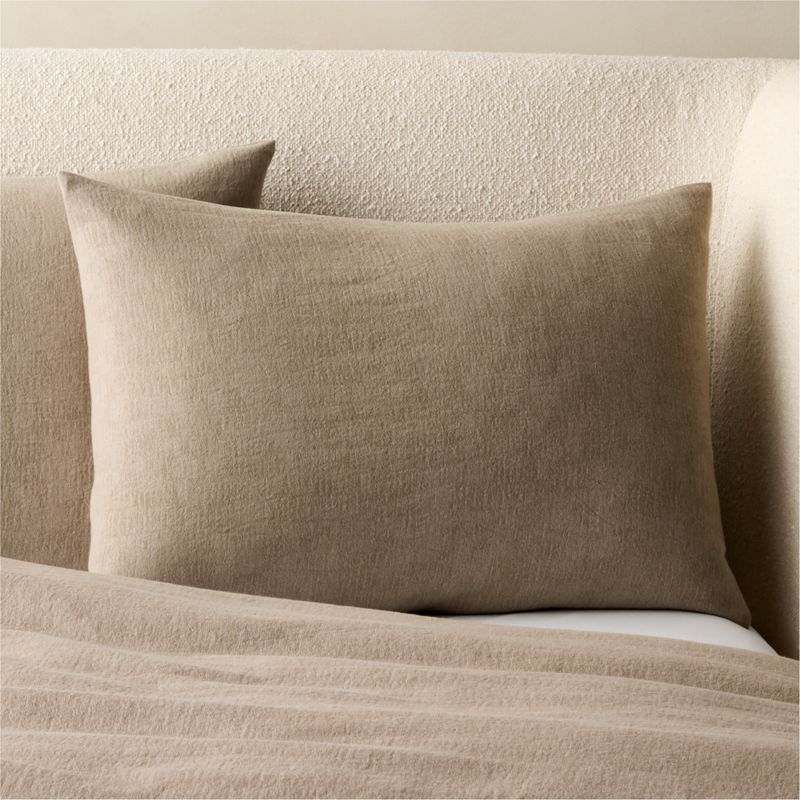 Viewing product image Velar Dark Taupe Organic Cotton Jacquard Standard Pillow Shams Set of 2 - image 1 of 6