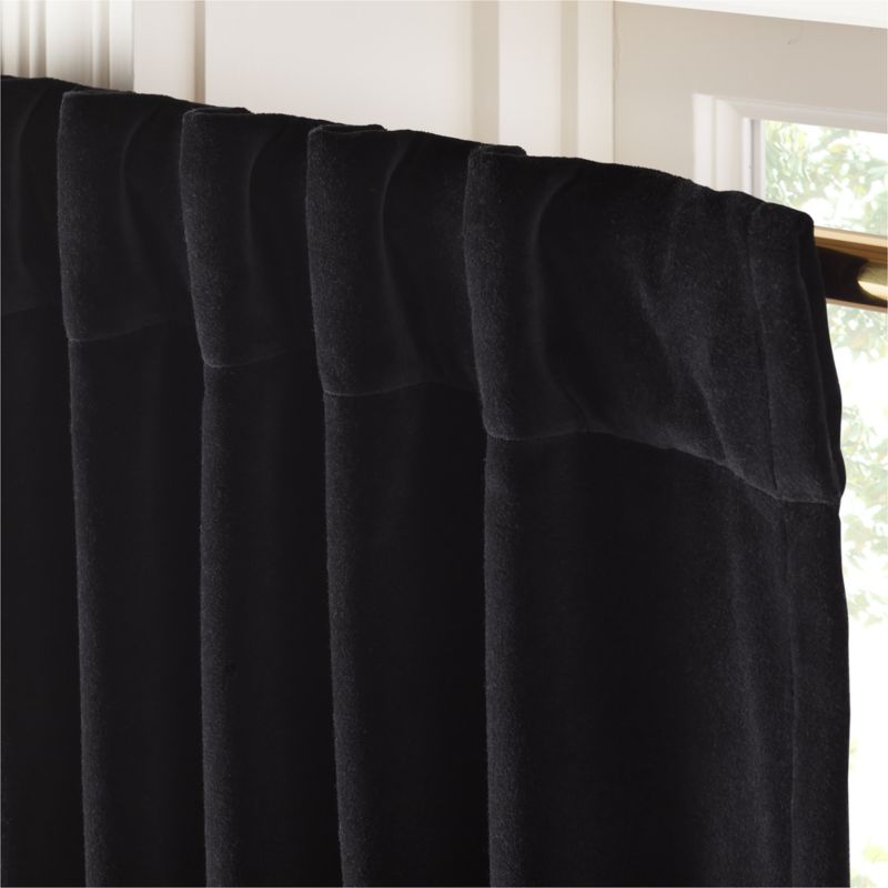 Black Organic Cotton Velvet Blackout Window Curtain Panel 48"x84" - image 2 of 5