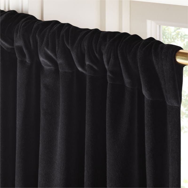 Black Organic Cotton Velvet Blackout Window Curtain Panel 48"x84" - image 3 of 5