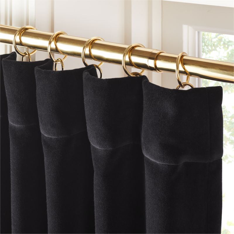 Black Organic Cotton Velvet Blackout Window Curtain Panel 48"x84" - image 1 of 5