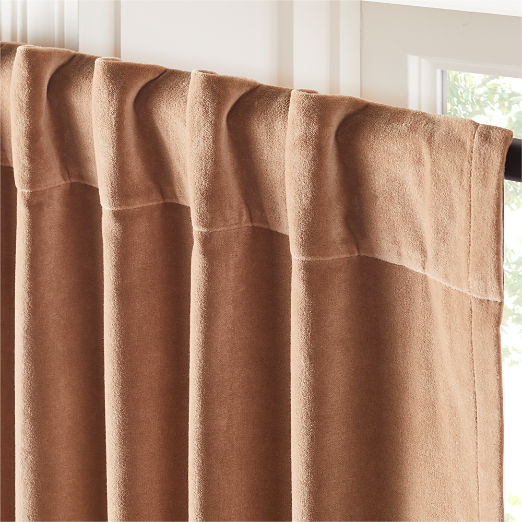 Light Brown Organic Cotton Velvet Window Curtain Panel 48"x84"