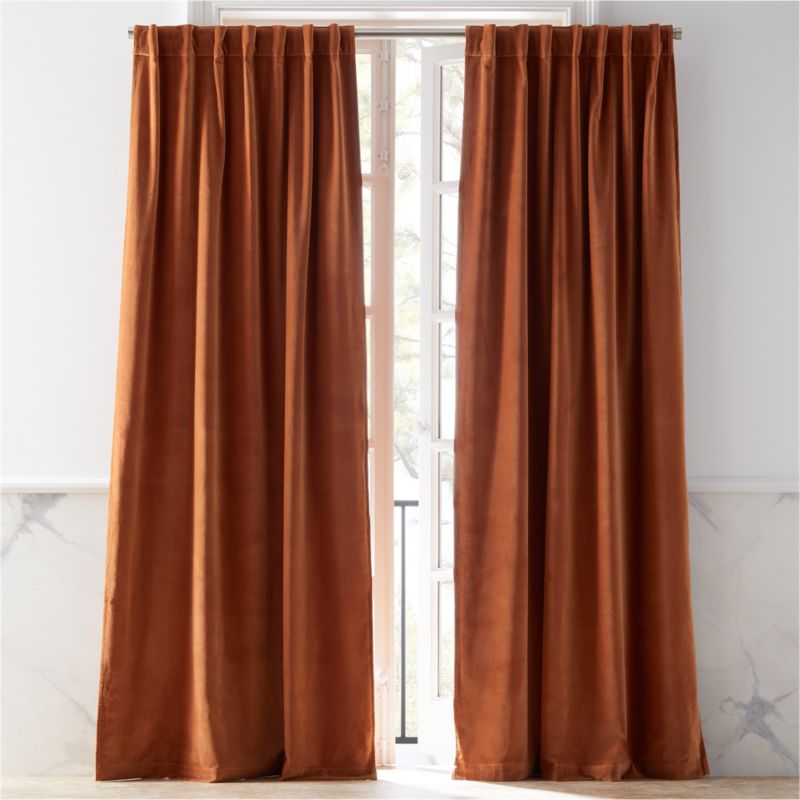 Velvet Copper Curtain Panel 48"x96" + Reviews | CB2