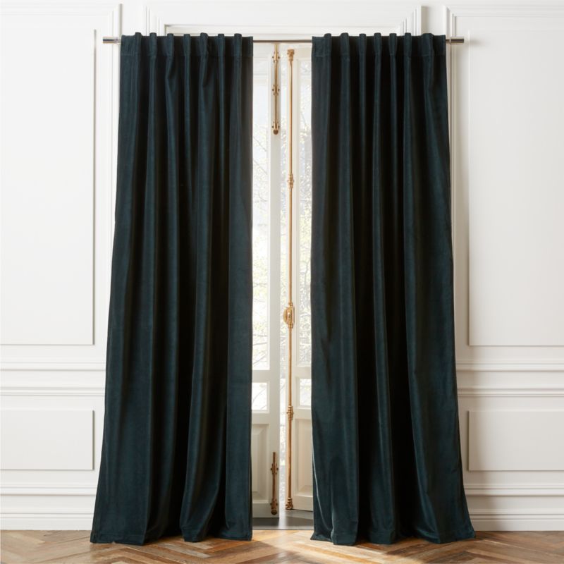 Dark Green Velvet Window Curtain Panel 48"X120" - image 0 of 3