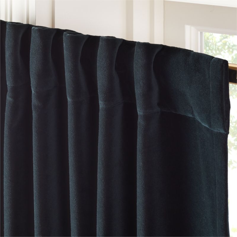 Dark Green Organic Cotton Velvet Blackout Window Curtain Panel 48"x84" - image 2 of 5