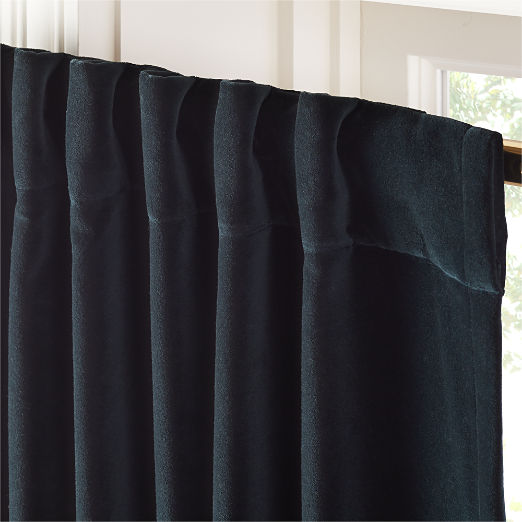 Velvet Dark Green Organic Cotton Blackout Window Curtain Panel 48"x96"