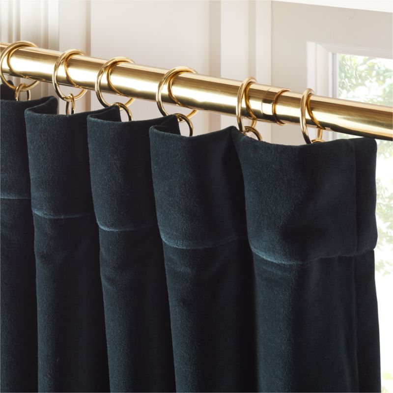 Dark Green Organic Cotton Velvet Blackout Window Curtain Panel 48"x84" - image 1 of 5