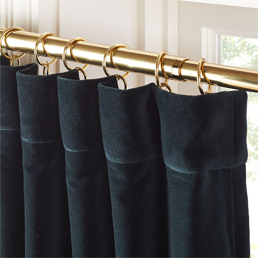 Velvet Dark Green Organic Cotton Blackout Window Curtain Panel 48"x96"