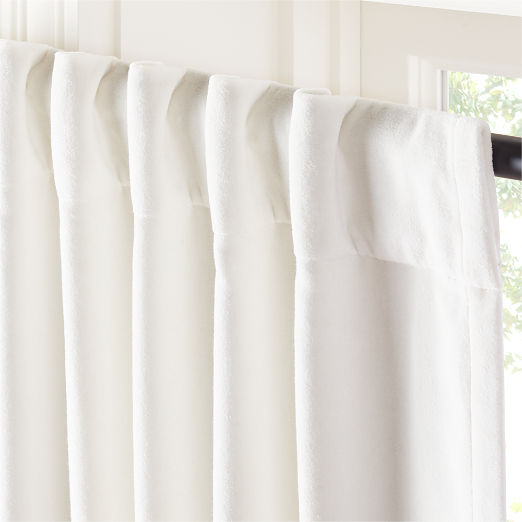 Warm White Organic Cotton Velvet Blackout Window Curtain Panel