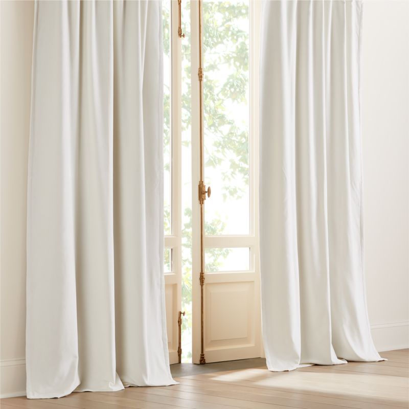 Warm White Organic Cotton Velvet Blackout Window Curtain Panel 48"x84" - image 0 of 5