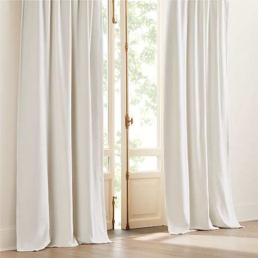 Warm White Organic Cotton Velvet Blackout Window Curtain Panel