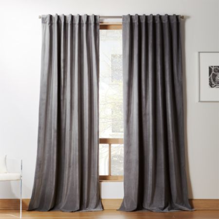 Velvet Graphite Curtain Panel Cb2