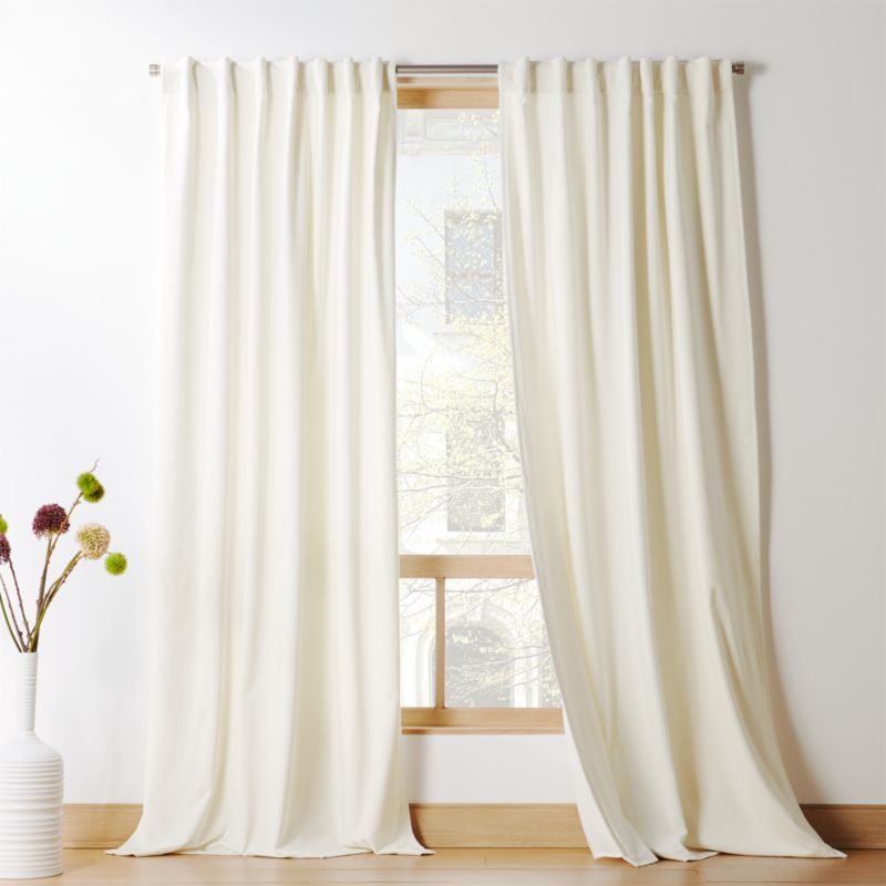 Modern Warm White Velvet Window Curtain Panel 48