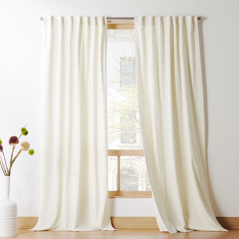 Modern Warm White Velvet Window Curtain Panel 48"x84" + Reviews CB2