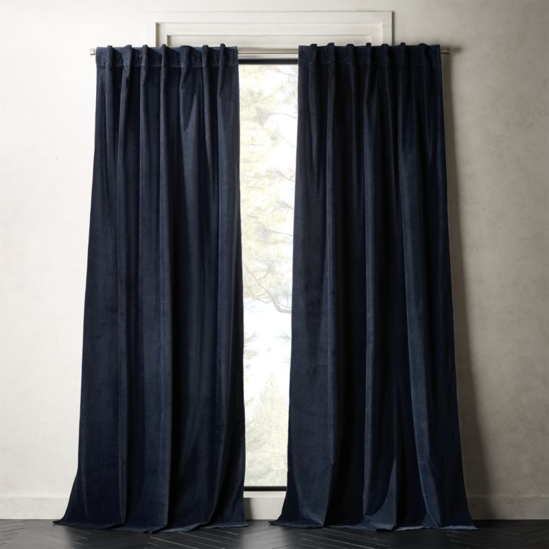 Velvet Midnight Blue Curtain Panel 48"x96" + Reviews | CB2