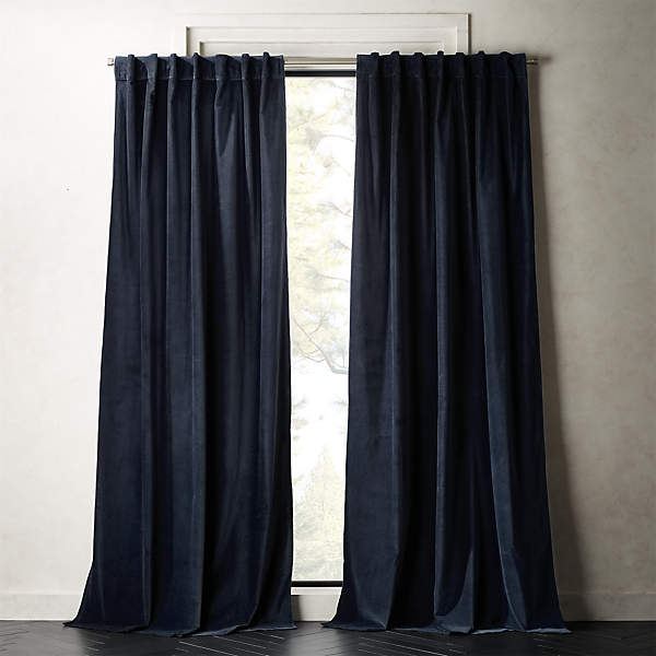 Velvet Midnight Blue Curtain Panel 48"x84" + Reviews | CB2
