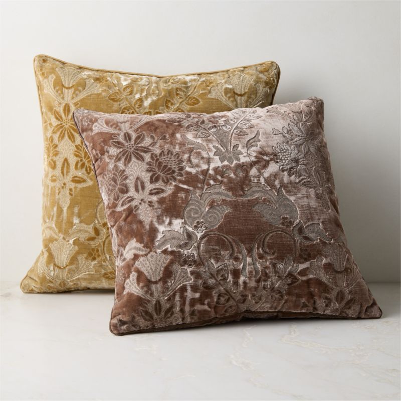Tapestry Mustard Velvet Throw Pillow with Feather-Down Insert 23"x23" by Todd Snyder - image 3 of 5