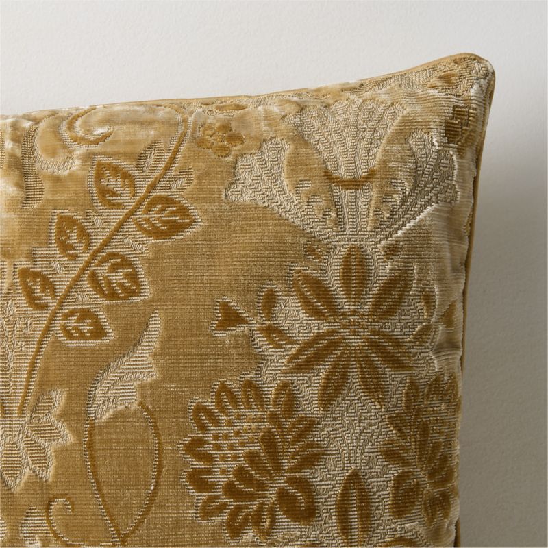 Tapestry Mustard Velvet Throw Pillow with Feather-Down Insert 23"x23" by Todd Snyder - image 1 of 5