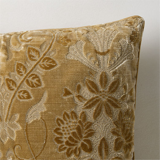 Tapestry Mustard Velvet Throw Pillow 23"x23" by Todd Snyder