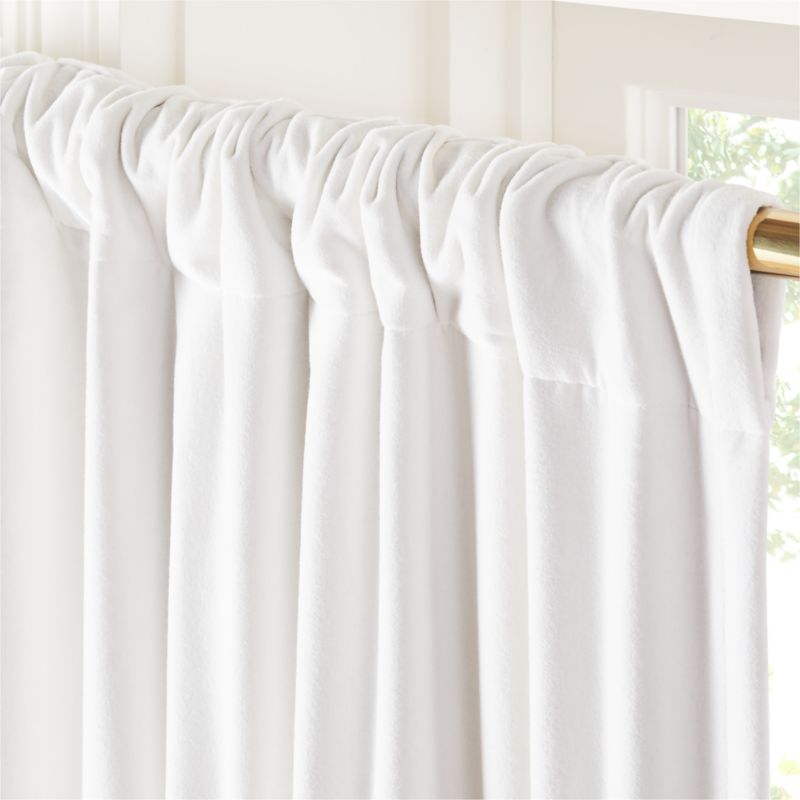 Bright White Organic Cotton Velvet Blackout Window Curtain Panel 48"x120" - image 3 of 5