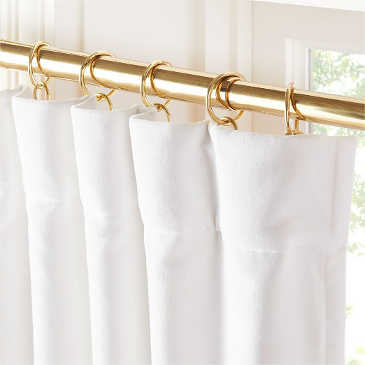 Bright White Organic Cotton Velvet Blackout Window Curtain Panel 48"x120"