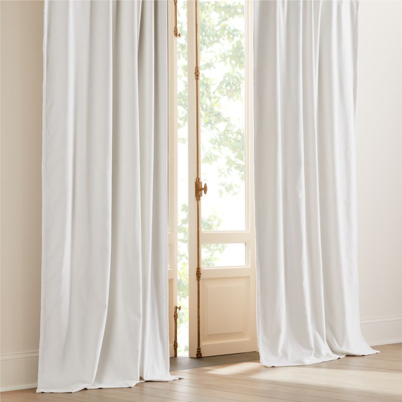 Bright White Organic Cotton Velvet Blackout Window Curtain Panel 48 ...