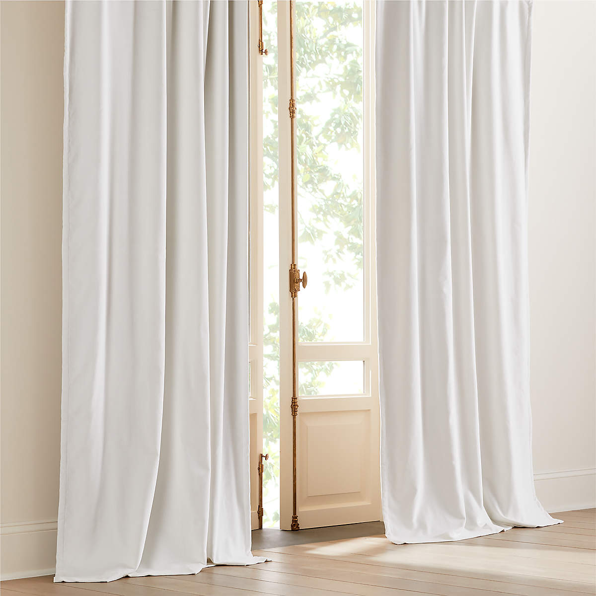 Velvet Bright White Organic Cotton Blackout Window Curtain Panel 48"x96