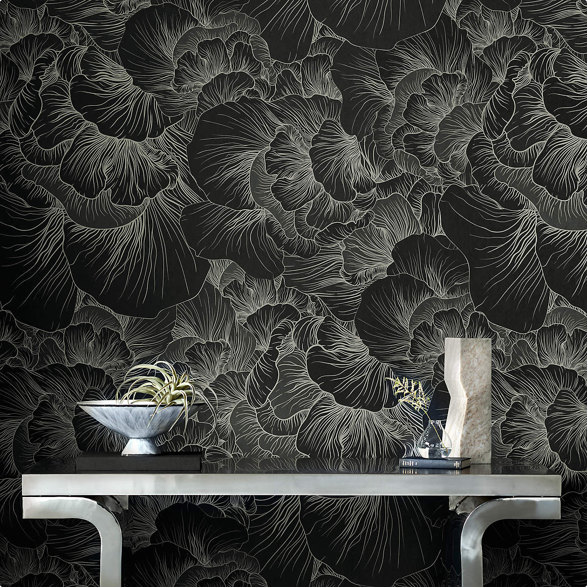 Venation Soft Black Wallpaper + Reviews | CB2